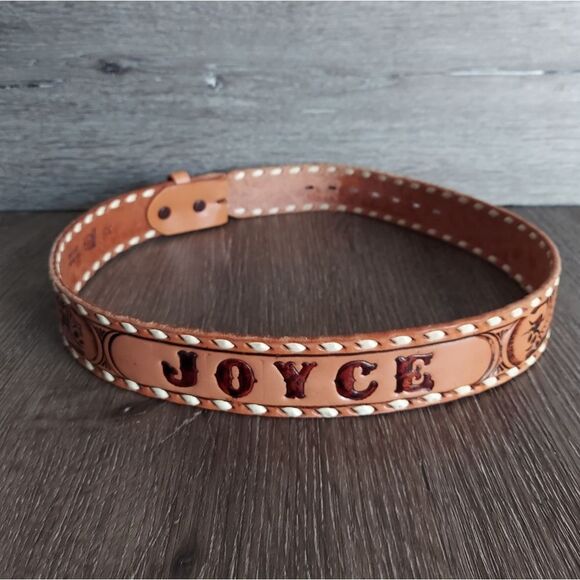Justin Tooled Western Belt Customized "Joyce" No Buckle Size 30 - Picture 1 of 6